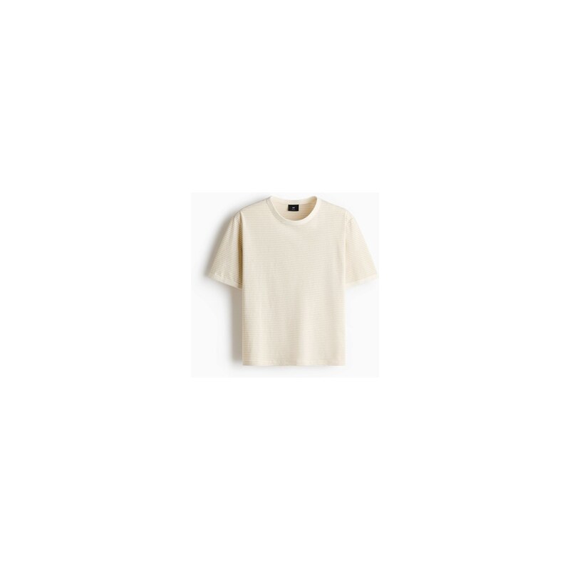 H&M - Tričko z lněné směsi Relaxed Fit - Krémová/Proužky