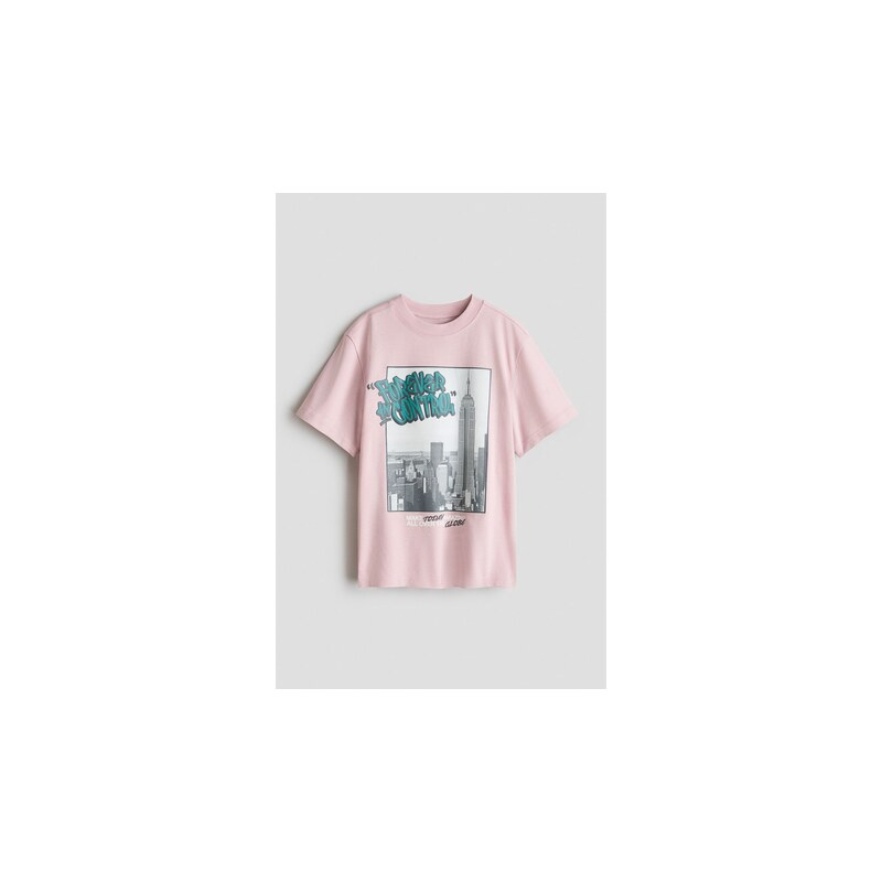 H&M - Bavlněné tričkos potiskem - Růžová/Forever In Control
