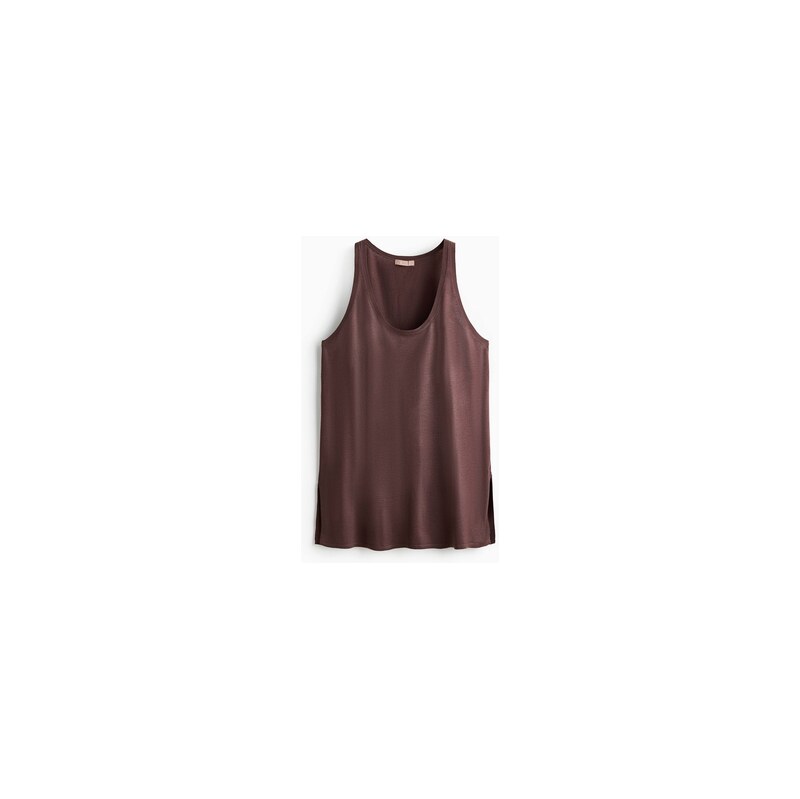 H&M - Dlouhý top z jemného úpletu - Tmavá Hnědošedá
