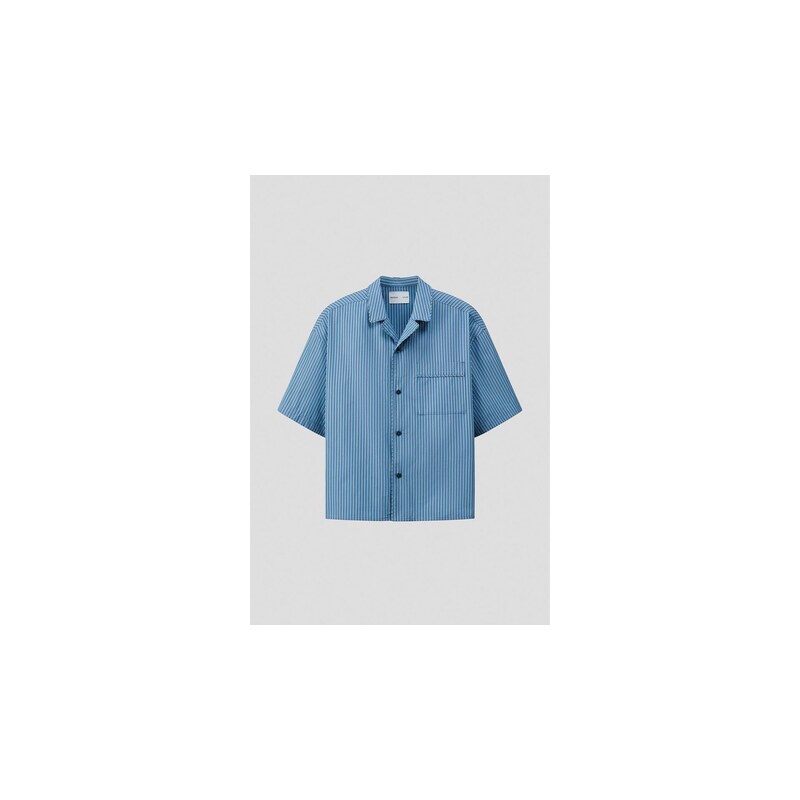 H&M - Košile resort z bavlny pima Relaxed Fit - Modrá/Proužky