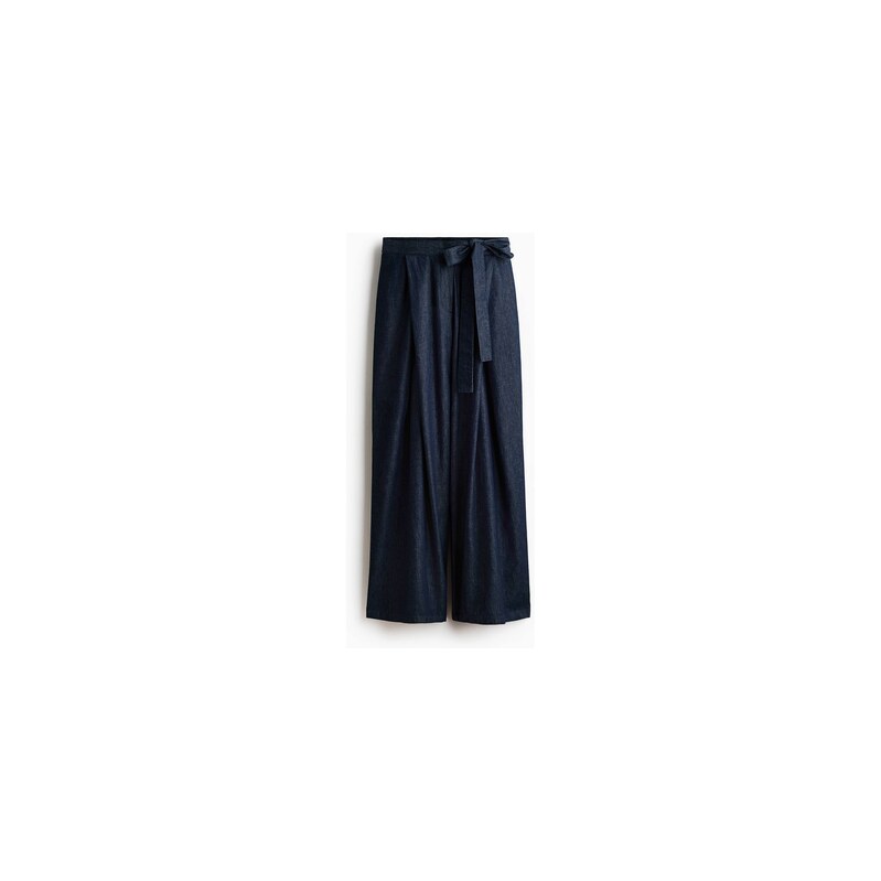 H&M - Džínové kalhotys vázačkami - Tmavý Denim Blue