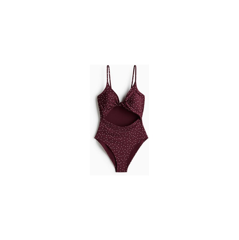H&M - Jednodílné plavky High Legs vyztuženými košíčky - Vínová