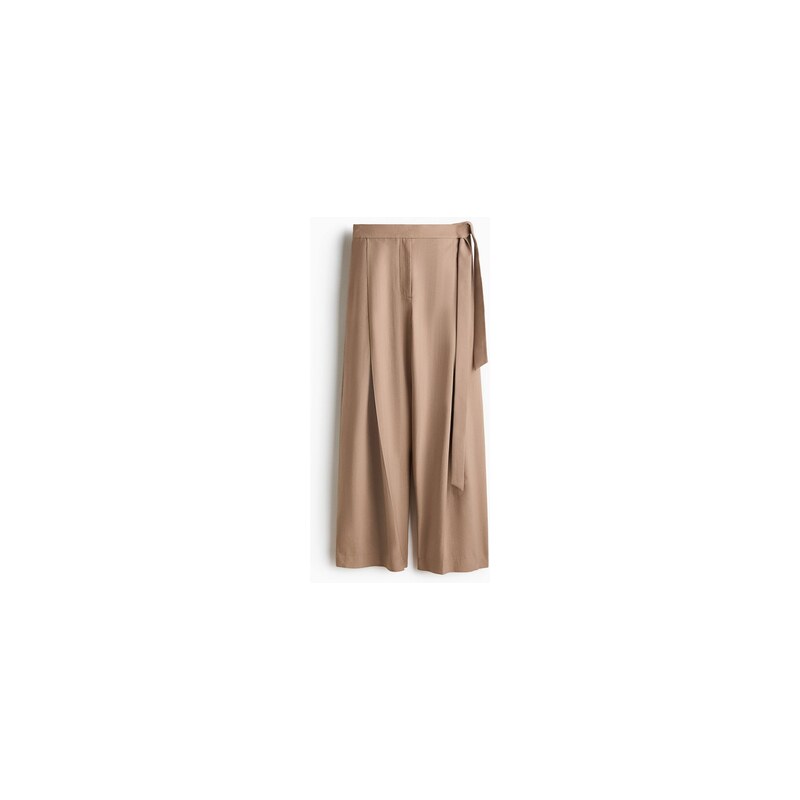 H&M - Keprové kalhotys vázačkami - Béžová