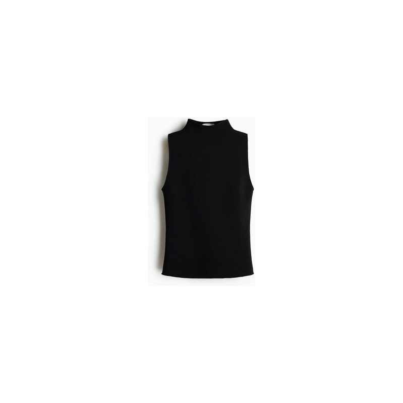 H&M - Žerzejový top se stojáčkem - Černá