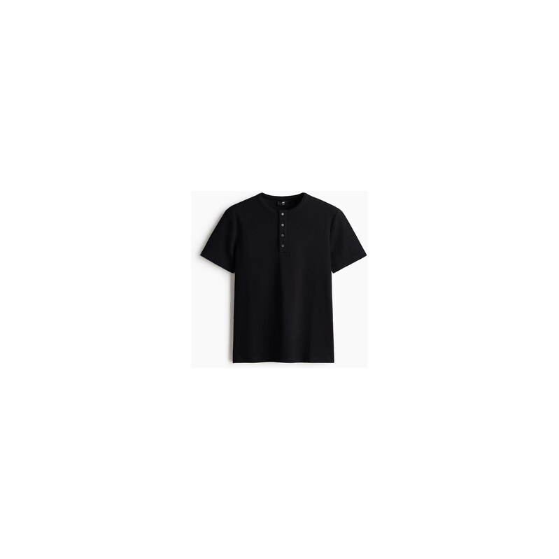 H&M - Top henley Slim Fit - Černá