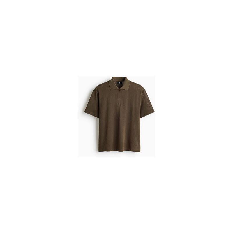 H&M - Top z dírkovaného úpletus límečkem Regular Fit - Tmavě