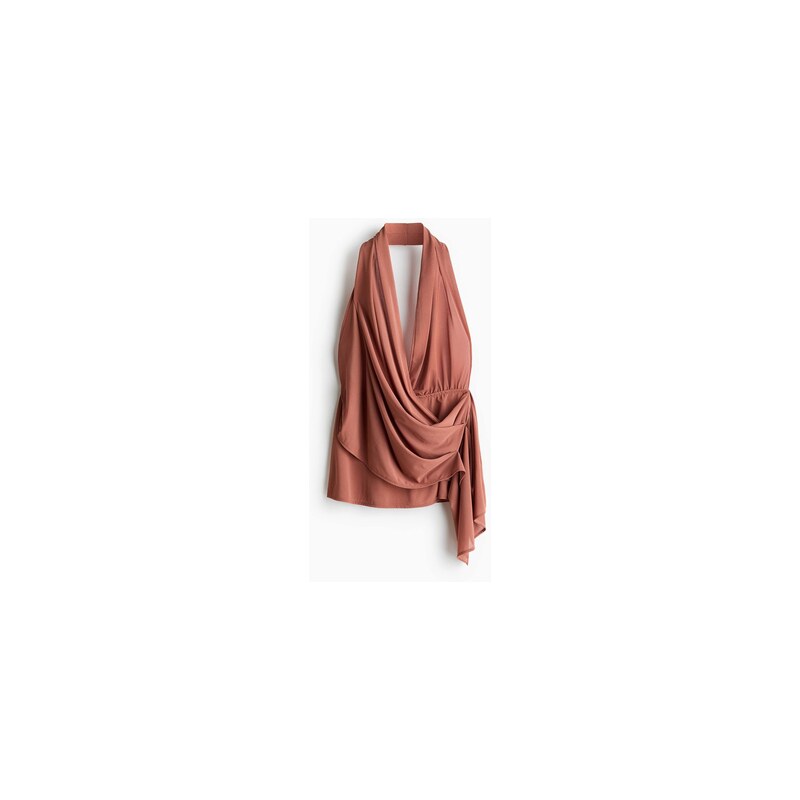 H&M - Top halternecks řaseným dílem - Tlumená Růžová