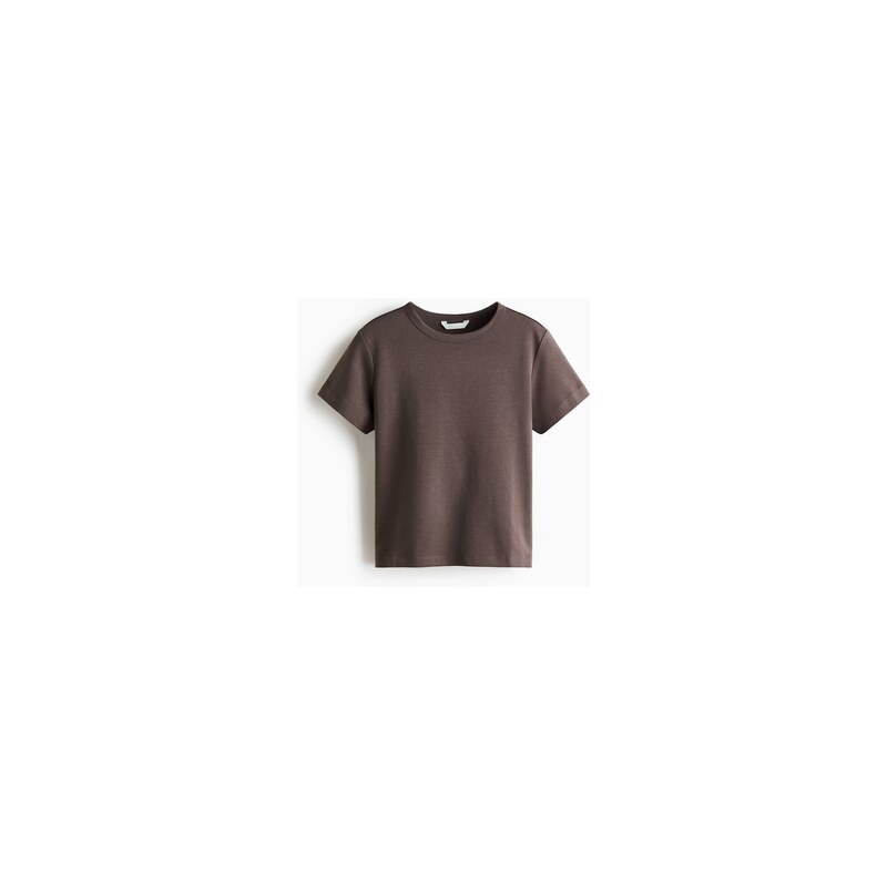 H&M - Přiléhavé tričko - Tmavá Hnědošedá