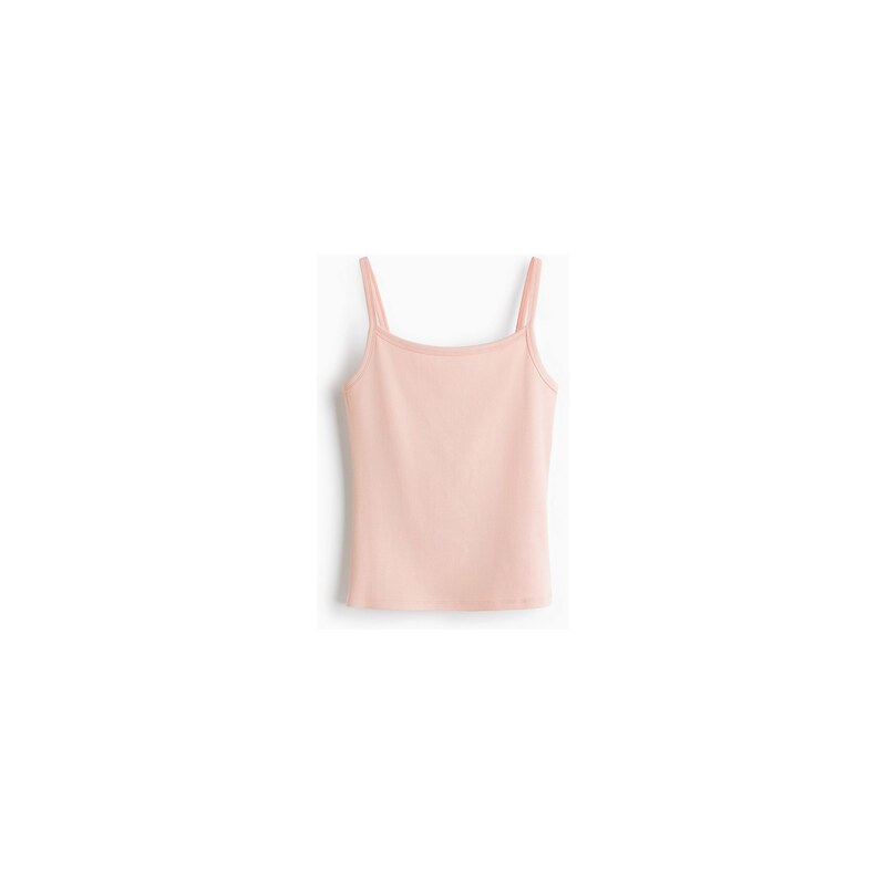 H&M - Žebrované bavlněné tílko - Světle Růžová