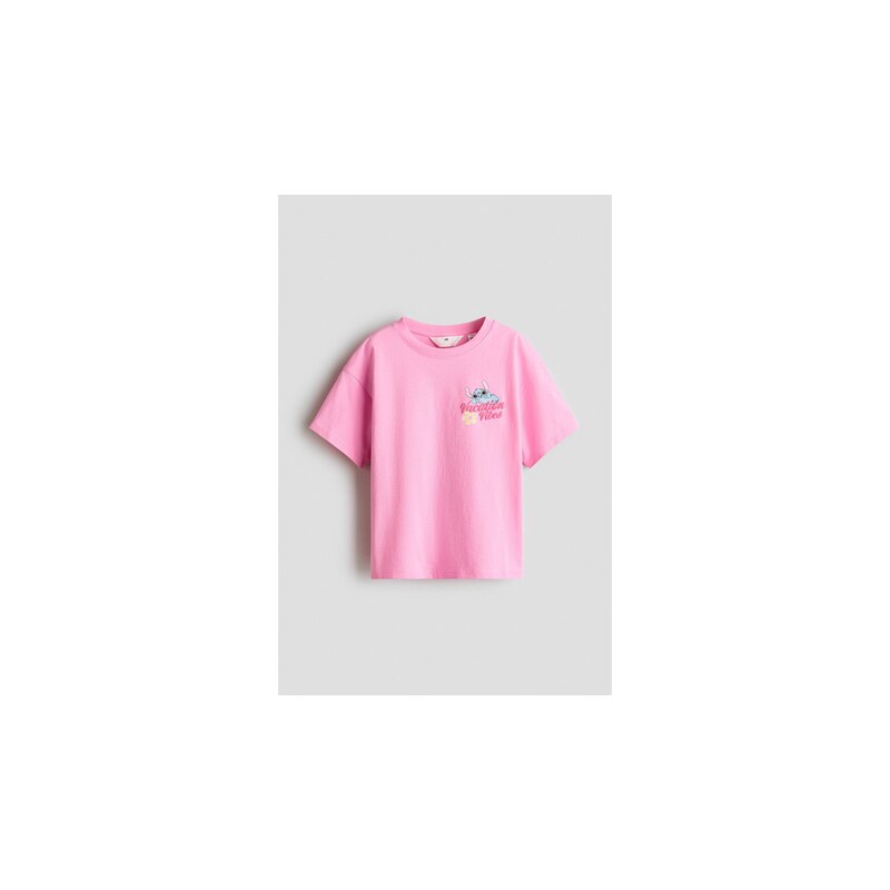 H&M - Bavlněné tričkos potiskem - Růžová/Lilo & Stitch
