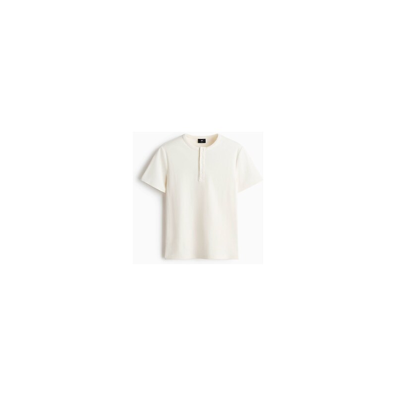 H&M - Top henley Slim Fit - Krémová