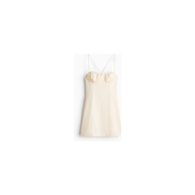 H&M - Šaty na ramínka z lněné směsi - Krémová