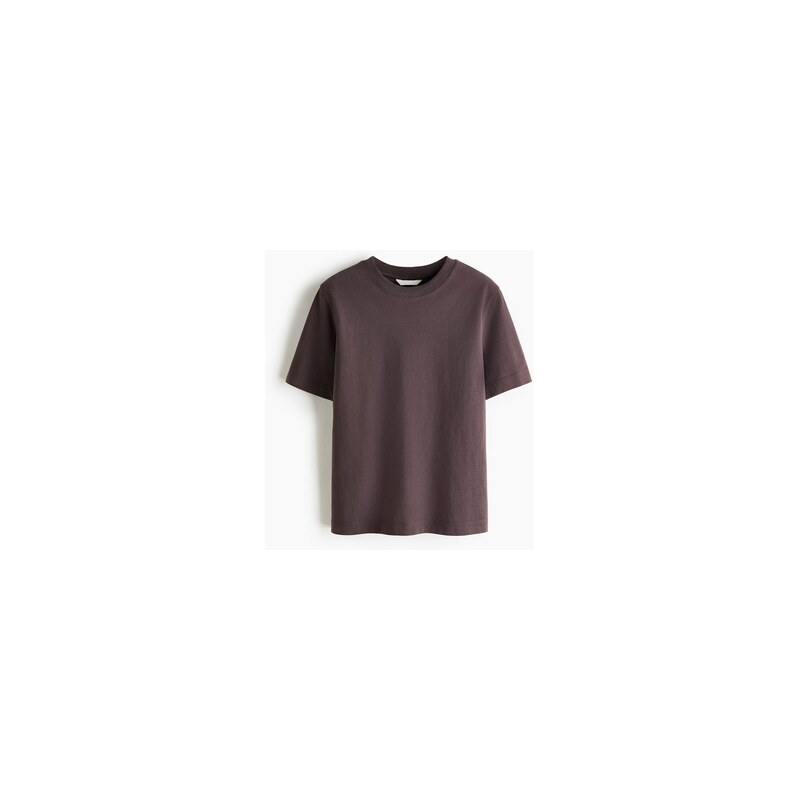 H&M - Bavlněné tričko - Hnědošedá