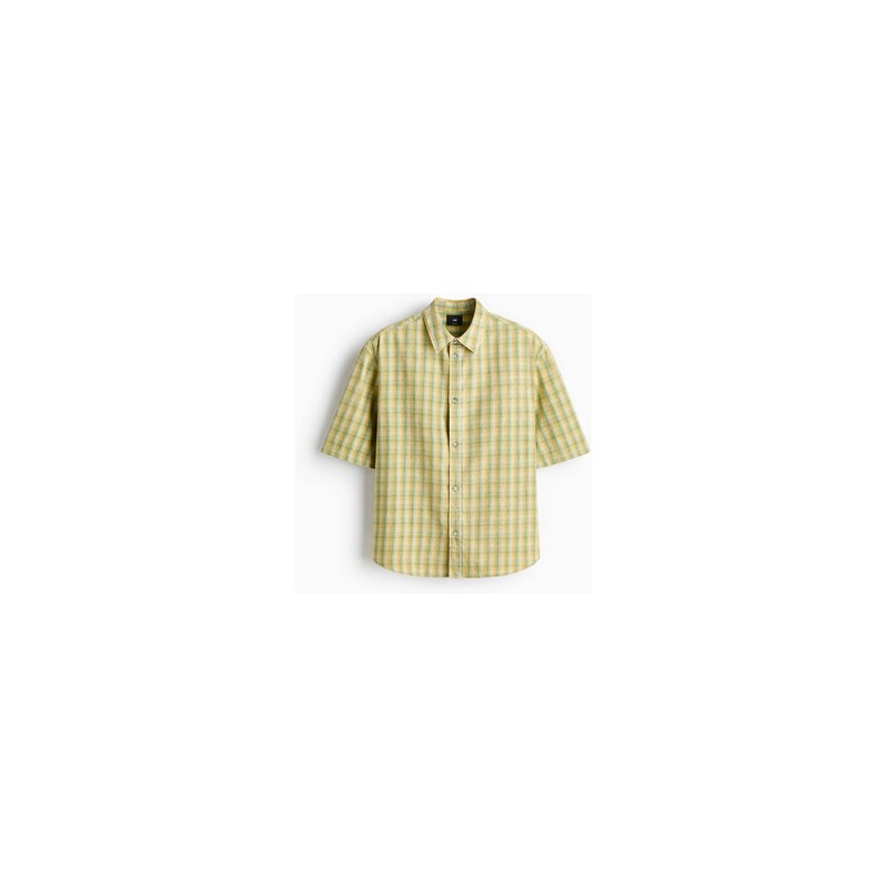 H&M - Košiles krátkým rukávem Regular Fit - Světle Zelená/Kostka