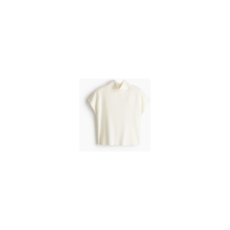 H&M - Top z jemného úpletus vysokým límcem - Krémová