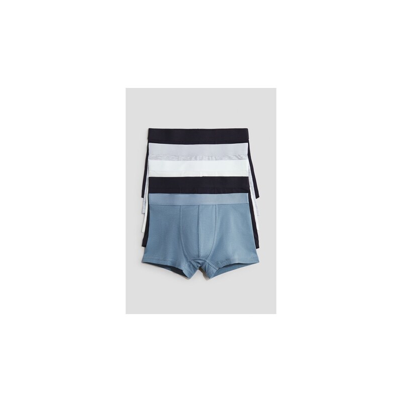 H&M - Bavlněné trenýrky 5 kusů - Černá/Bílá/Tlumená Modrá