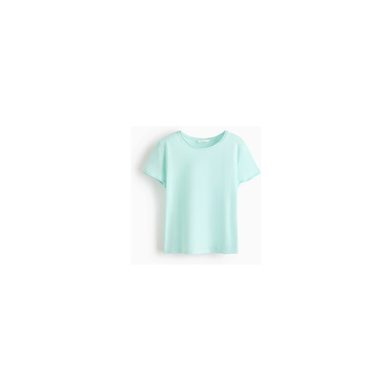 H&M - Tričkos rolovanými lemy - Světle Tyrkysová