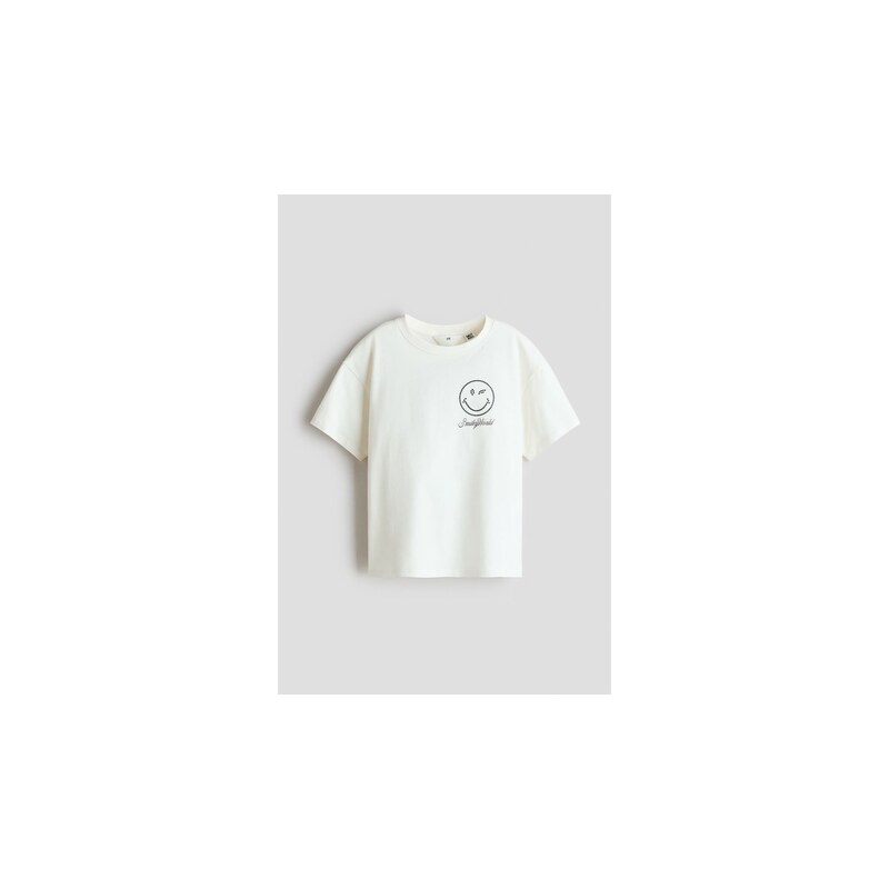 H&M - Bavlněné tričkos potiskem - Slonovinová/Smileyworld