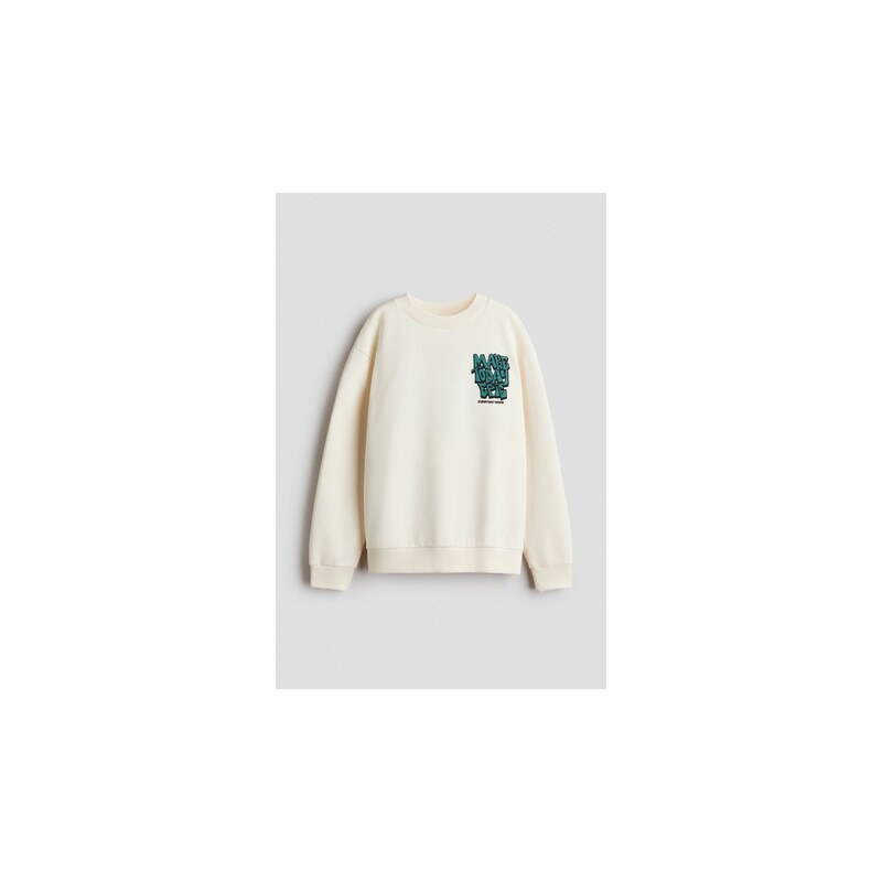 H&M - Mikinas česaným rubem a potiskem - Krémová/Make Today Epic