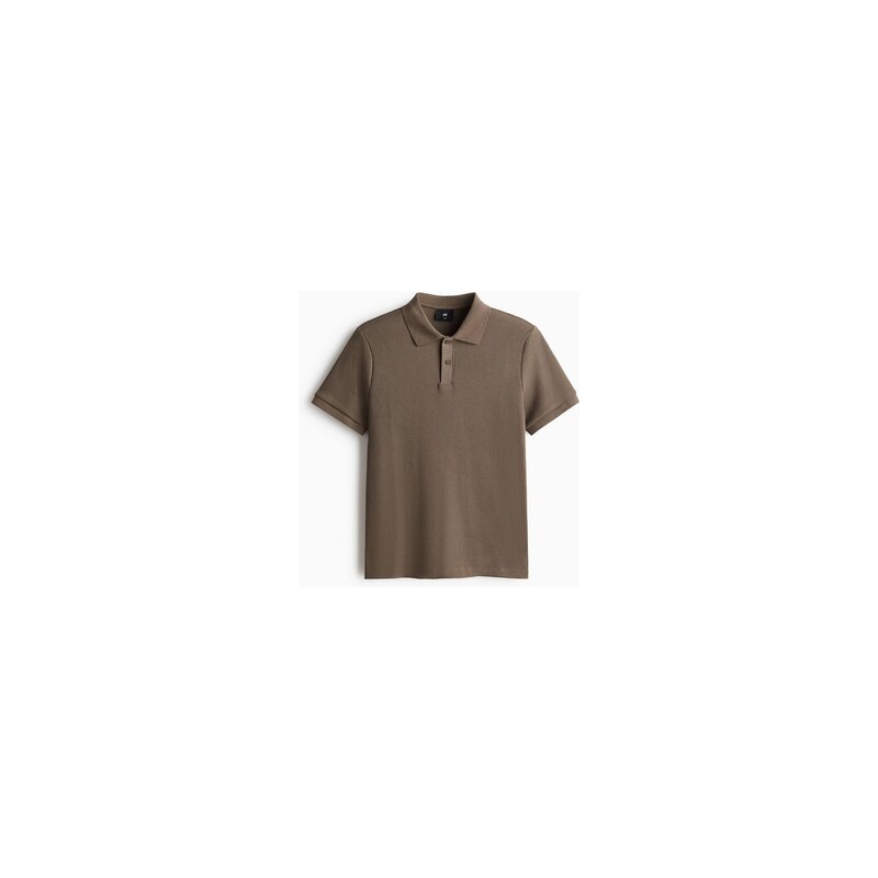 H&M - Top z vaflového úpletus límečkem Slim Fit - Tmavá