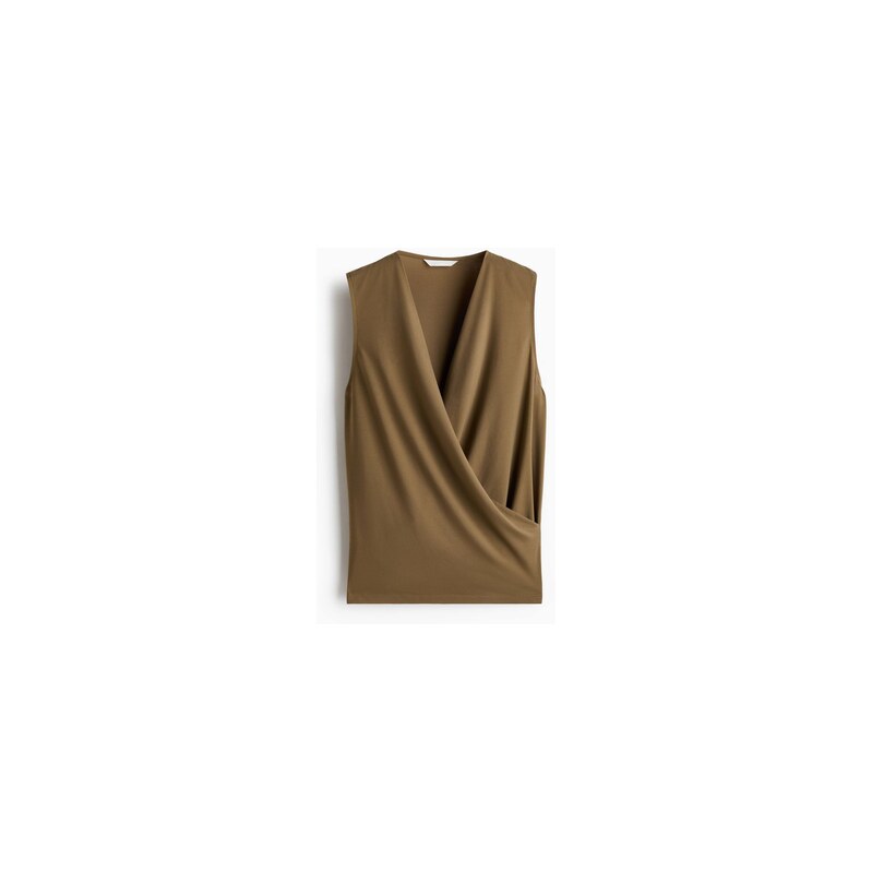 H&M - Top bez rukávů s křížením - Khaki Zelená