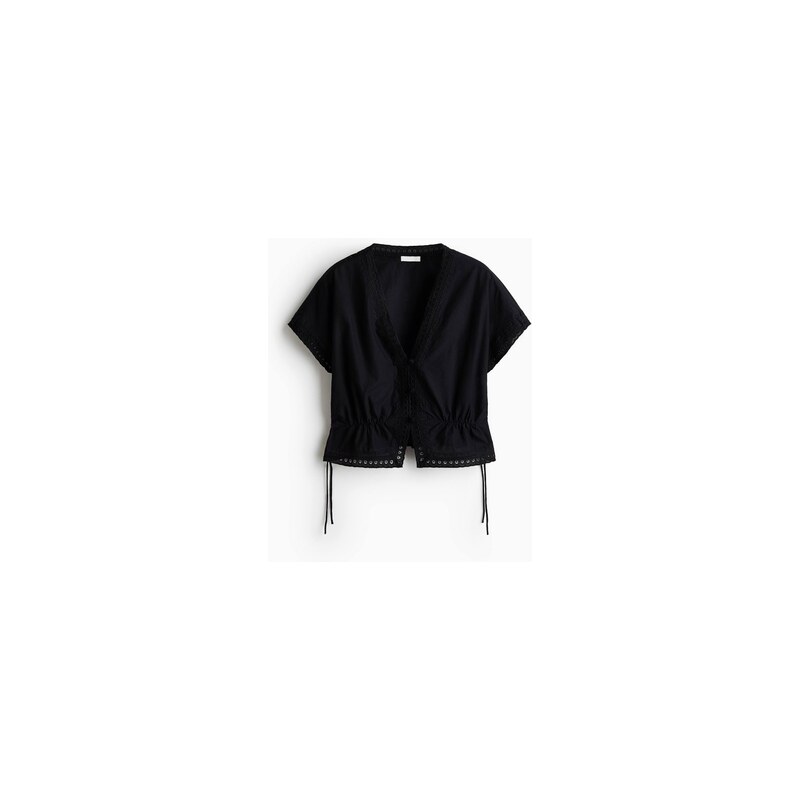 H&M - Propínací tops madeirou - Černá