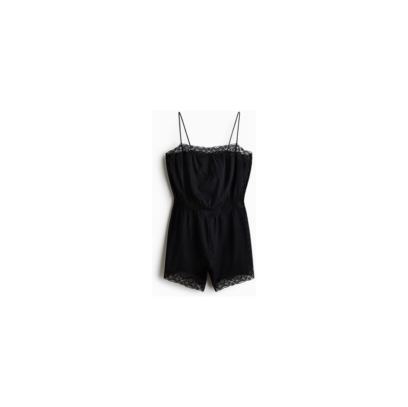 H&M - Pyžamový overals krajkovými lemy - Černá