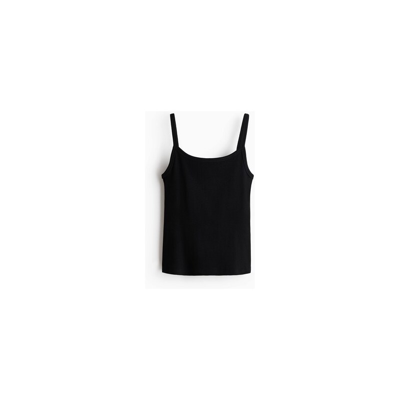 H&M - Žebrované bavlněné tílko - Černá