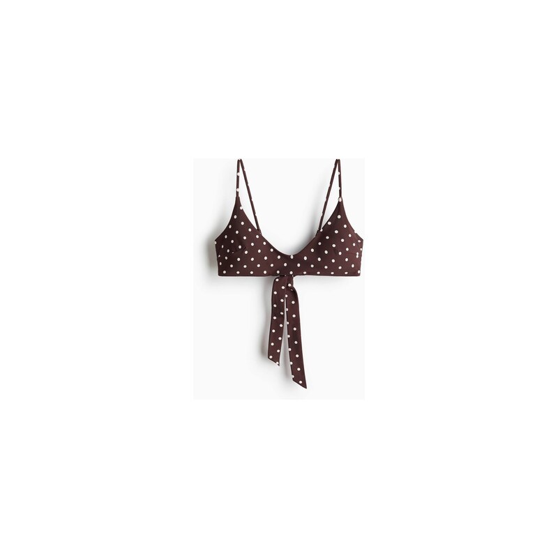 H&M - Vyztužená bikinová podprsenka - Tmavě Hnědá/Puntíky