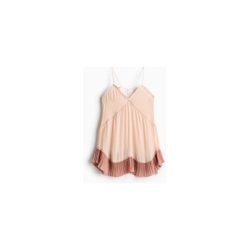 H&M - Šaty slip dresss krajkovými lemy - Pudrově Růžová