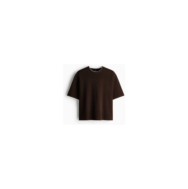 H&M - Tričko Relaxed Fit Boxy - Tmavě Hnědá
