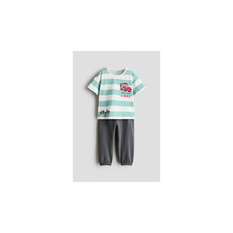 H&M - Dvoudílná soupravas potiskem - Tyrkysová/Autíčka
