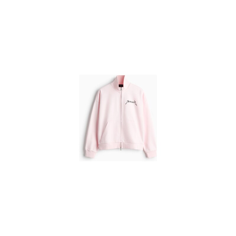 H&M - Bunda na zips potiskem Oversized Fit - Světle Růžová
