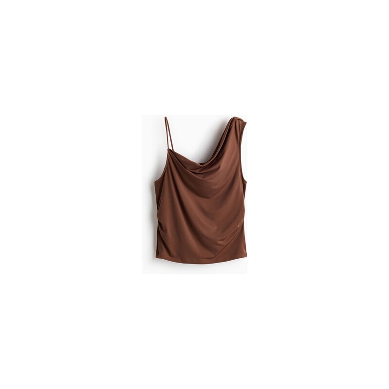 H&M - Řasený asymetrický top - Hnědá