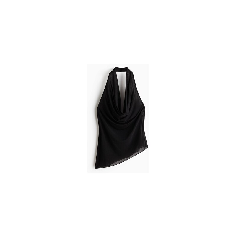 H&M - Asymetrický top halterneck - Černá