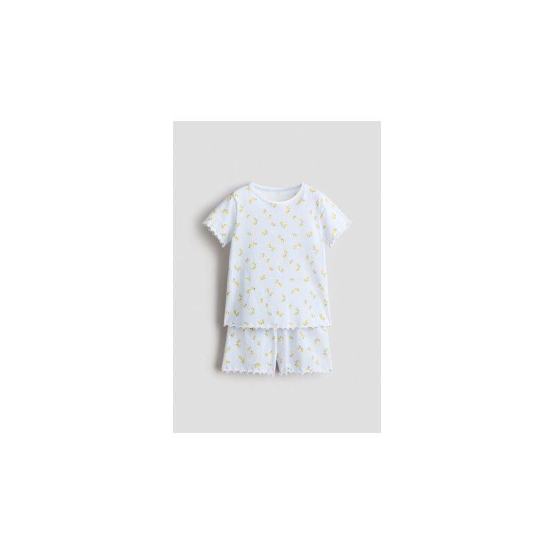 H&M - Bavlněné pyžamos potiskem - Bleděmodrá/Citrony