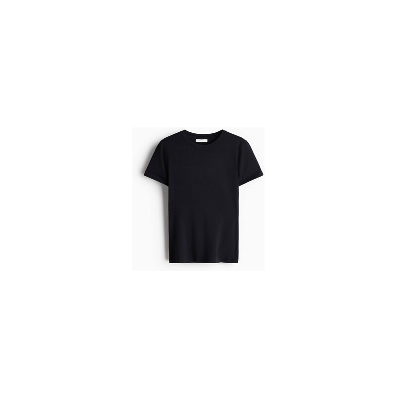 H&M - Přiléhavé modalové tričko - Černá