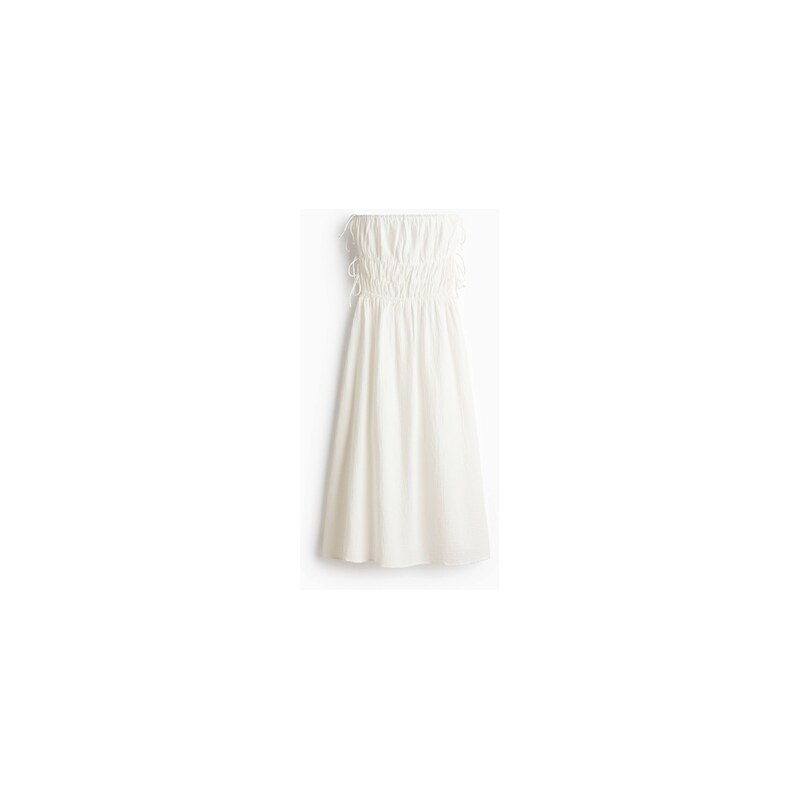 H&M - Mušelínové šaty bandeau - Bílá