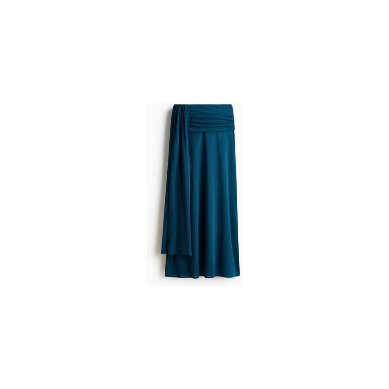 H&M - Řasená žerzejová sukně - Tmavě Tyrkysová