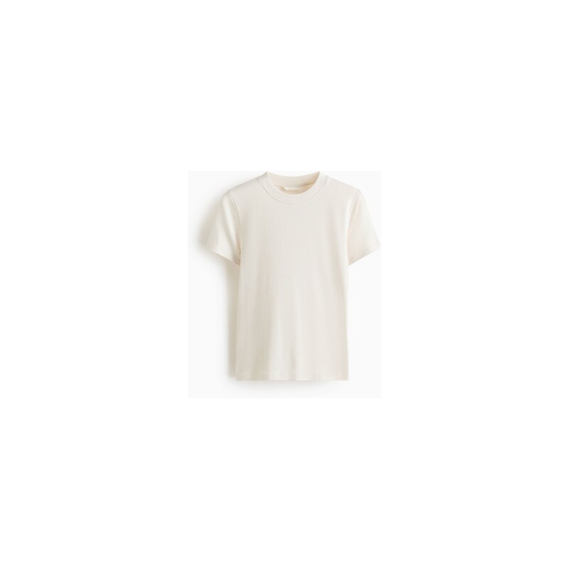 H&M - Žebrované viskózové tričko - Krémová