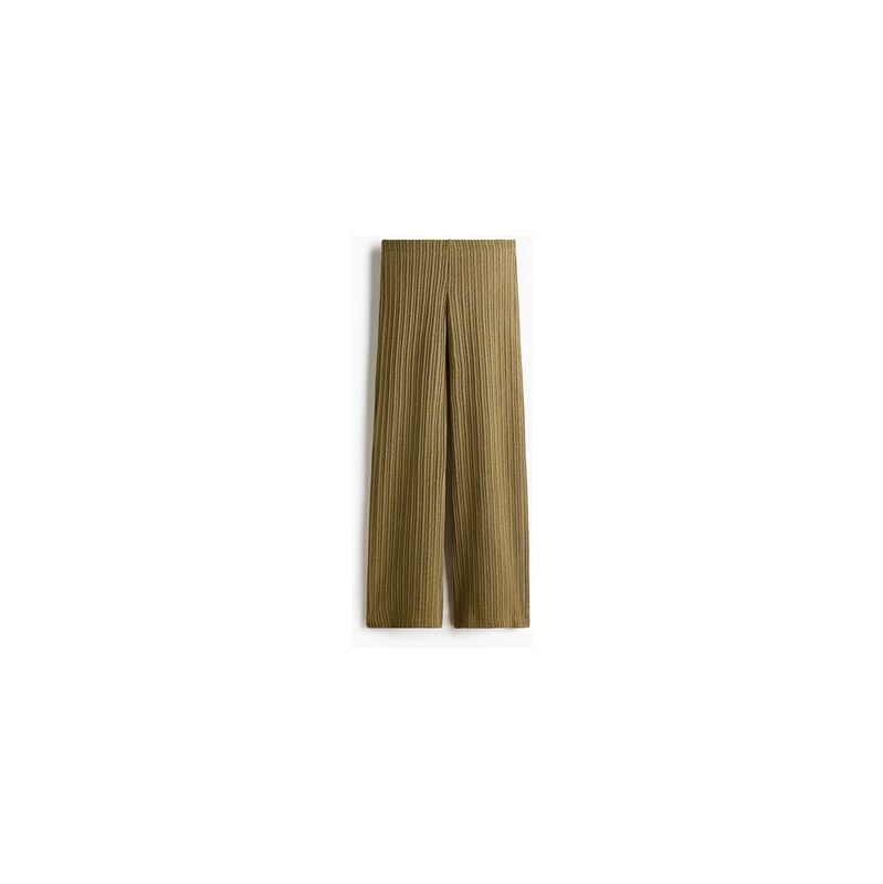 H&M - Kalhoty z žebrovaného úpletu - Khaki Zelená