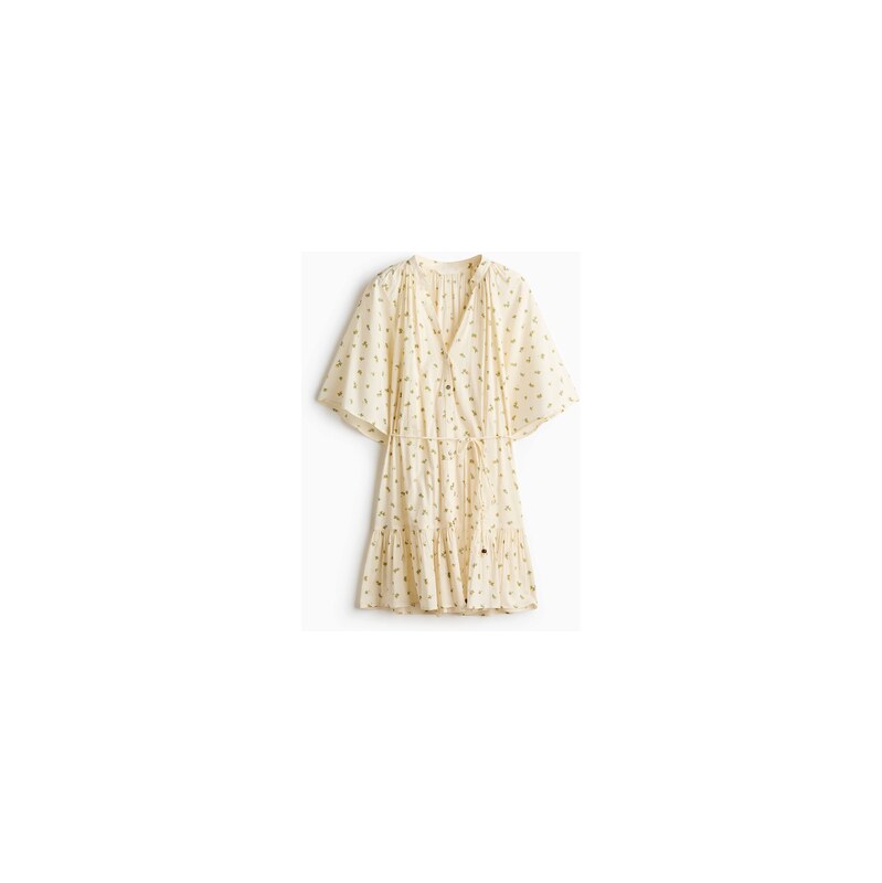 H&M - Košilové šatys vázacím páskem - Světle Béžová/Citrony