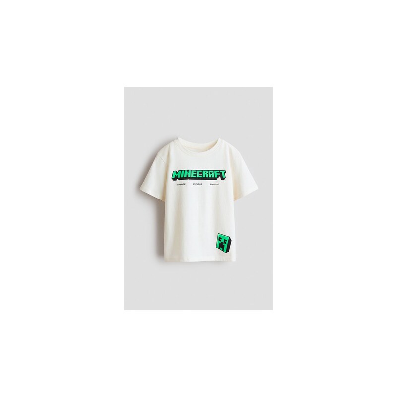 H&M - Bavlněné tričkos tištěným motivem - Bílá/Minecraft