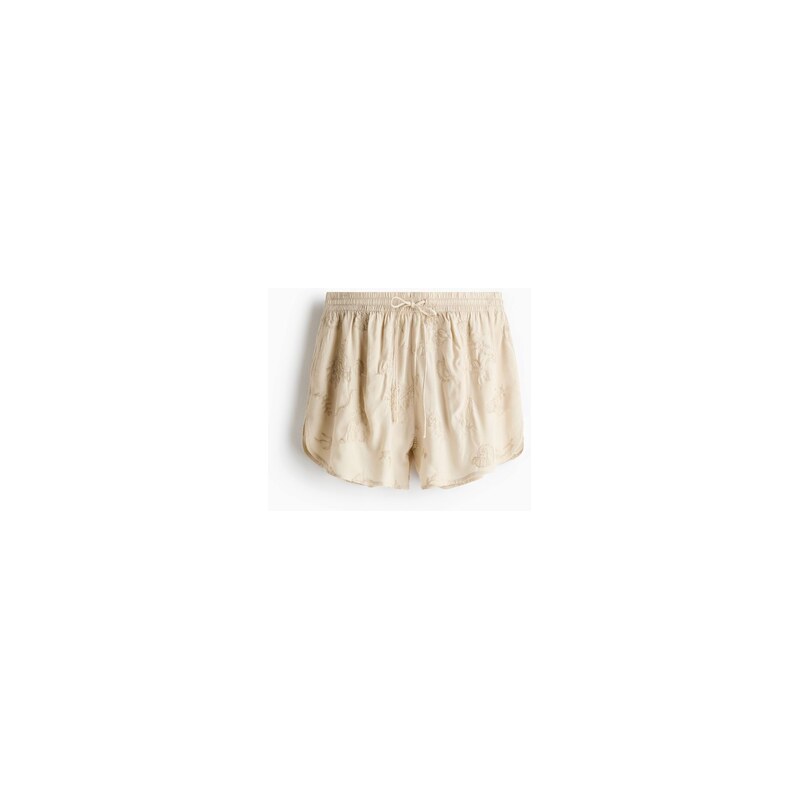 H&M - Vyšívané viskózové šortky - Světle Béžová