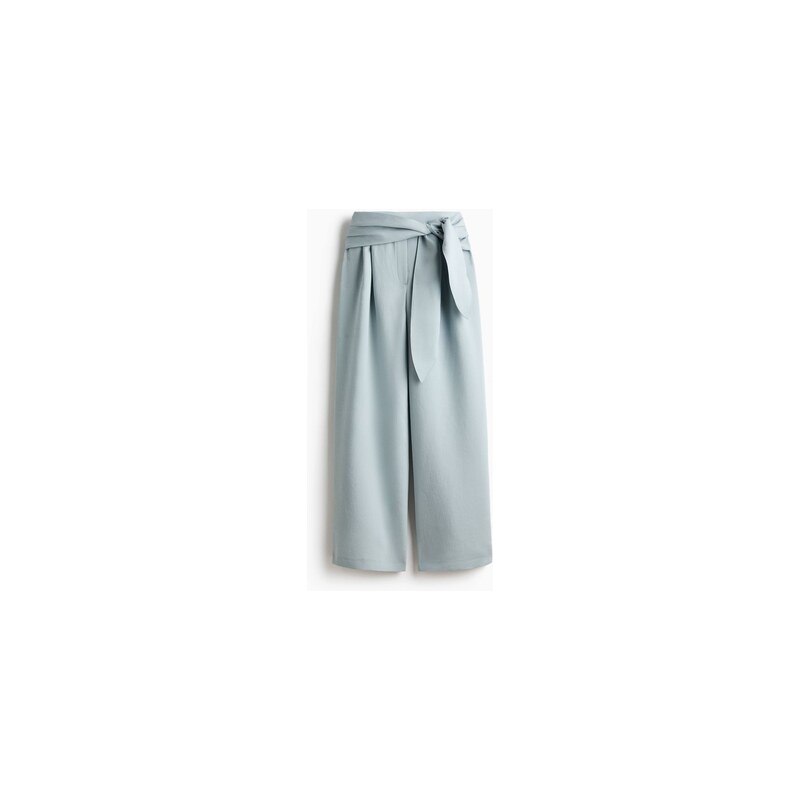 H&M - Široké kalhotys vázačkami - Tlumená Bleděmodrá