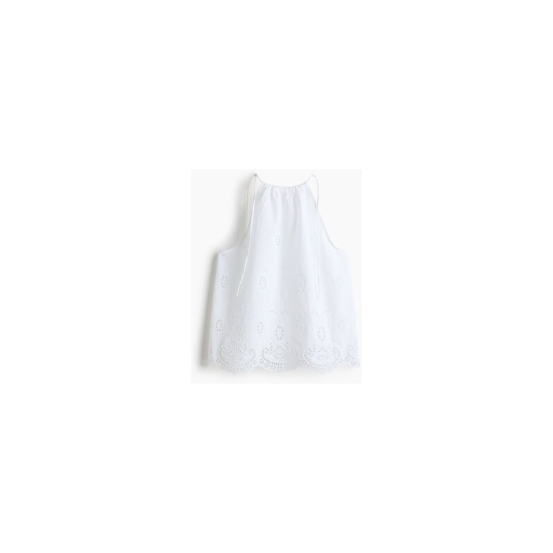 H&M - Top z madeirys vázacími ramínky - Bílá