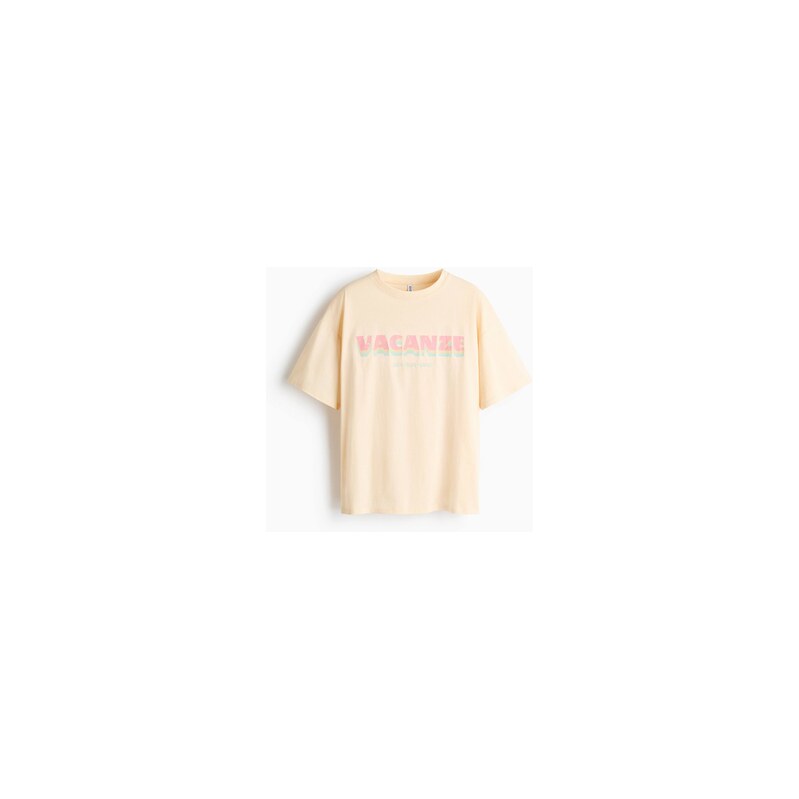 H&M - Oversized tričkos potiskem - Světle Žlutá/Vacanze