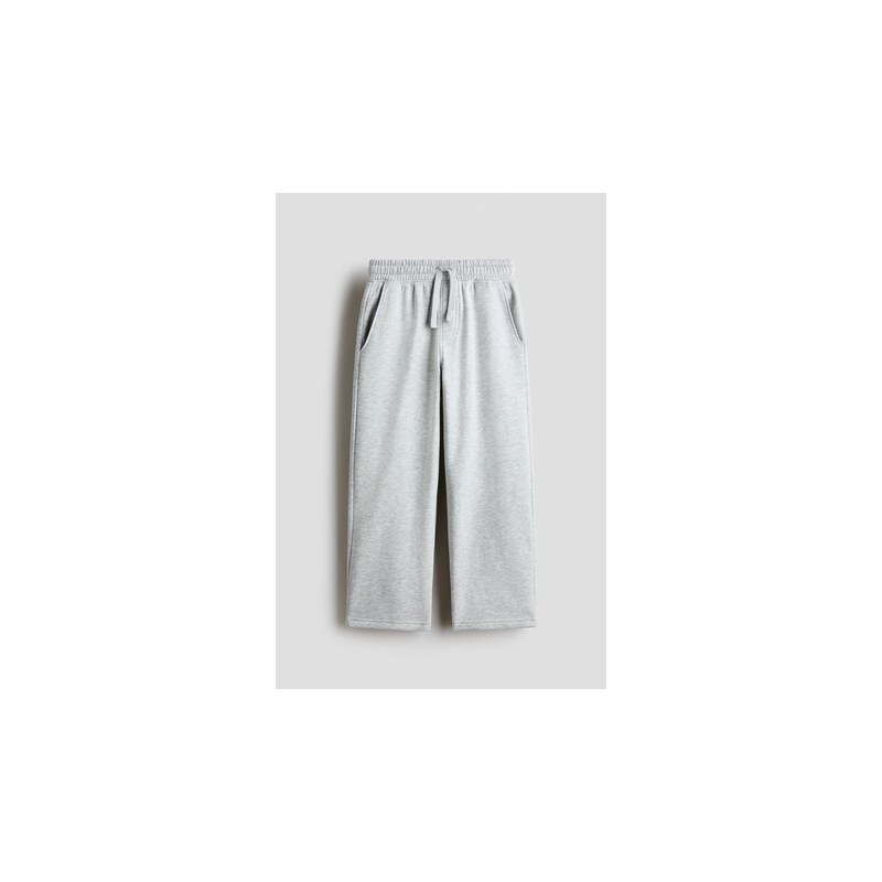 H&M - Široké kalhoty joggers česaným rubem - Světle Šedý Melír