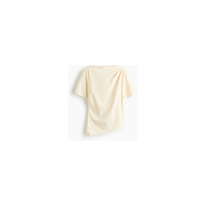 H&M - Řasený asymetrický top - Krémová