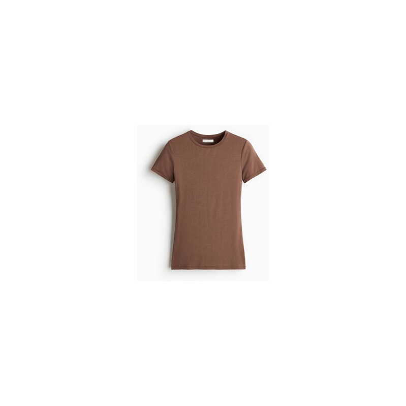 H&M - Přiléhavé modalové tričko - Hnědá